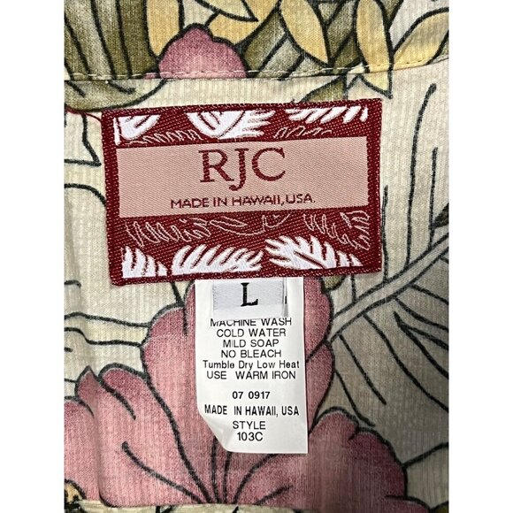 RJC Hawaii Aloha Floral Hawaiian Shirt Large Short Sleeve Hibiscus Floral EUC - Picture 7 of 8